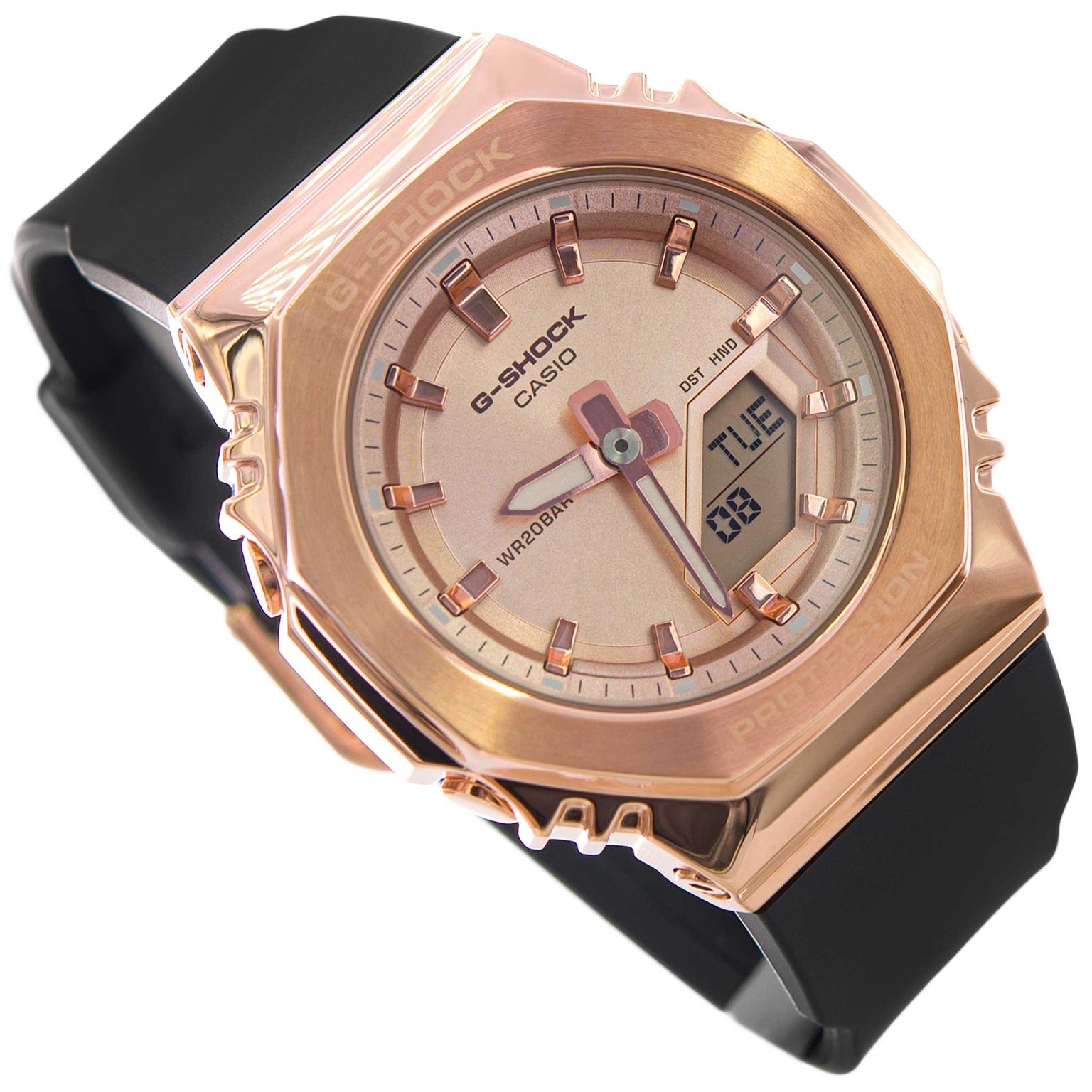 WOMEN'S WATCH CASIO GM-S2110PG-1A4ER G-SHOCK BLACK ON SPORTS STRAP