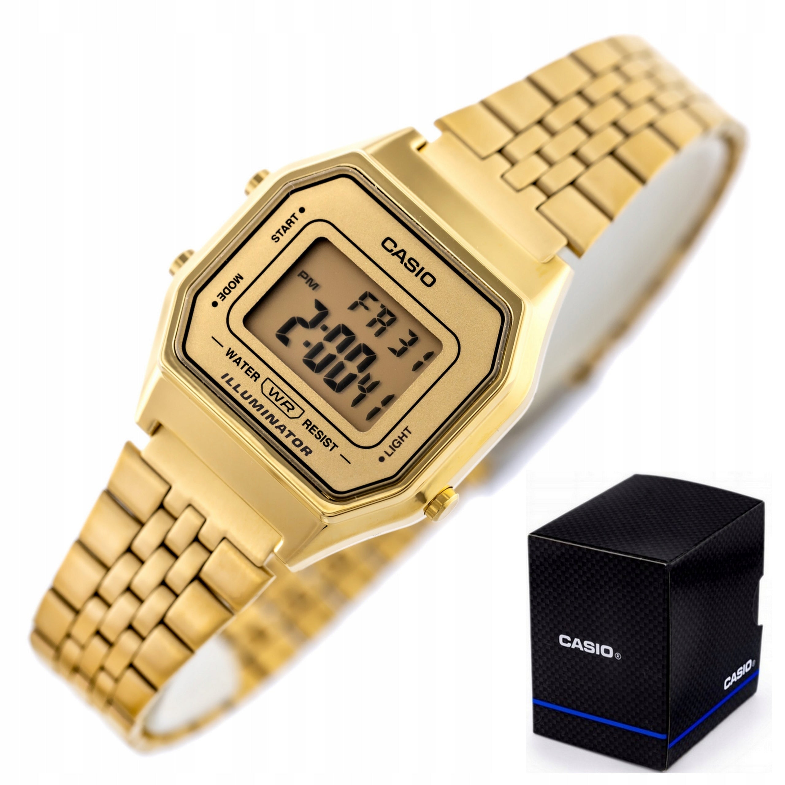 WOMEN'S WATCH CASIO LA680W gold stopwatch alarm clock +BOX +ENGRAVING