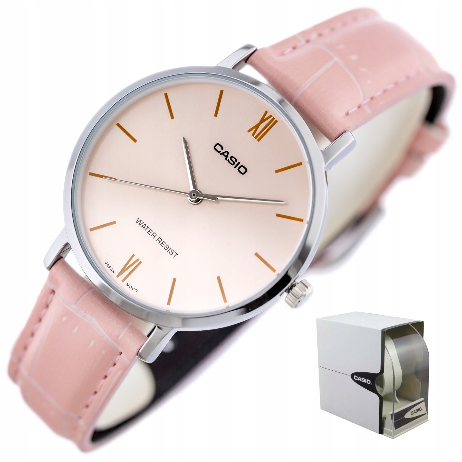 WOMEN'S WATCH CASIO LIVIA + BOX + classic ENGRAVING on leather strap