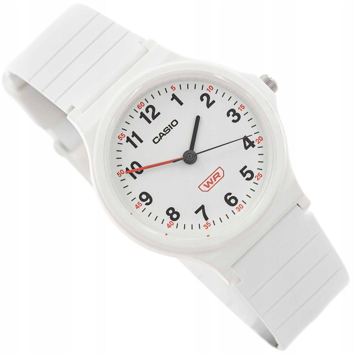 WOMEN'S WATCH CASIO LQ-24B-7BEF WHITE ON STRAP LIGHT ANALOG