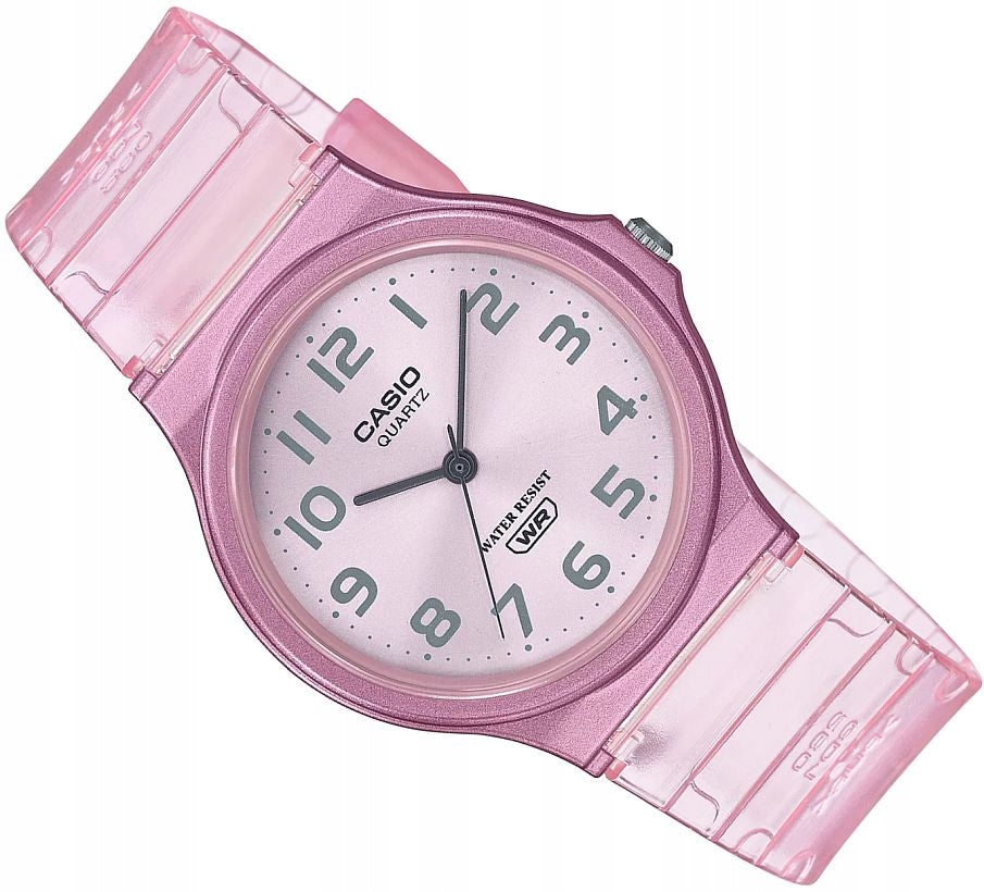 WOMEN'S WATCH CASIO MQ-24S-4B CLASSIC PINK TRANSPARENT STRAP 35mm