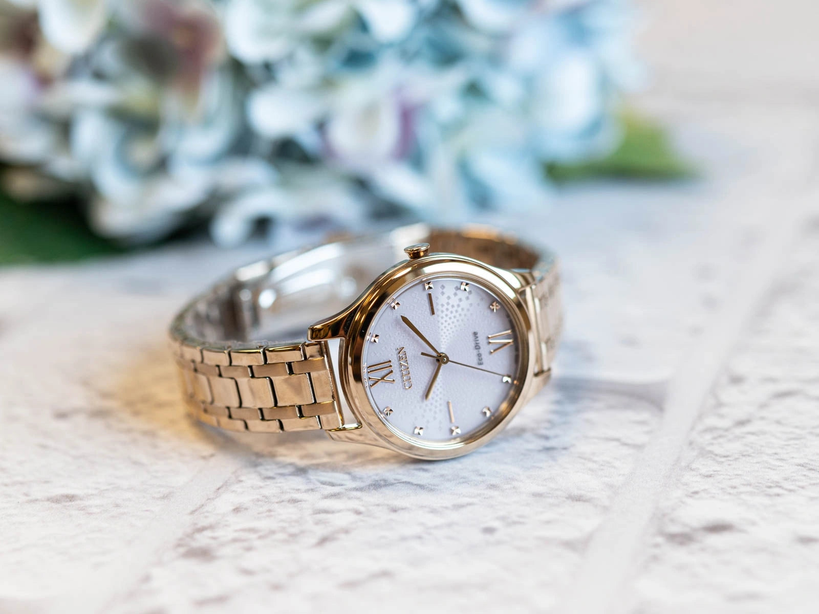 WOMEN'S WATCH CITIZEN EM0503-75X PINK-GOLD ECO-DRIVE ELEGANCE SOALRNY Brand Citizen