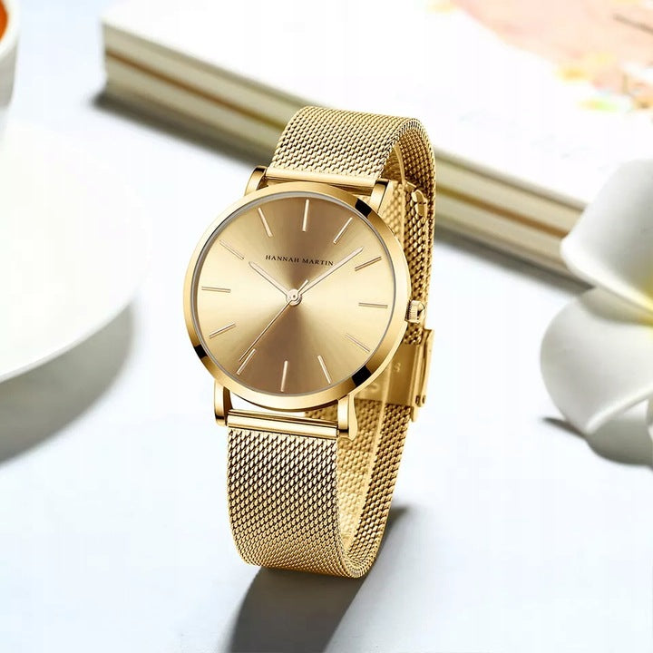 WOMEN'S WATCH ELEGANT BRACELET HANNAH MARTIN GOLD BEAUTIFUL WATCH Brand Hannah Martin