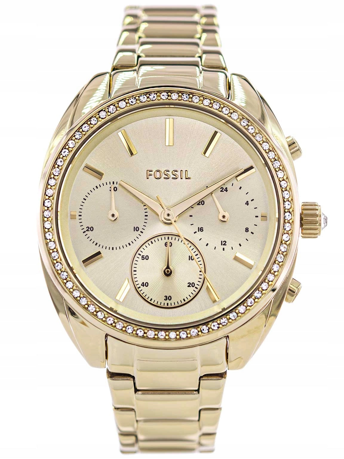 WOMEN'S WATCH FOSSIL BQ3658 VALE GOLD ON BRACELET RHINESTONES ELEGANT Brand Fossil
