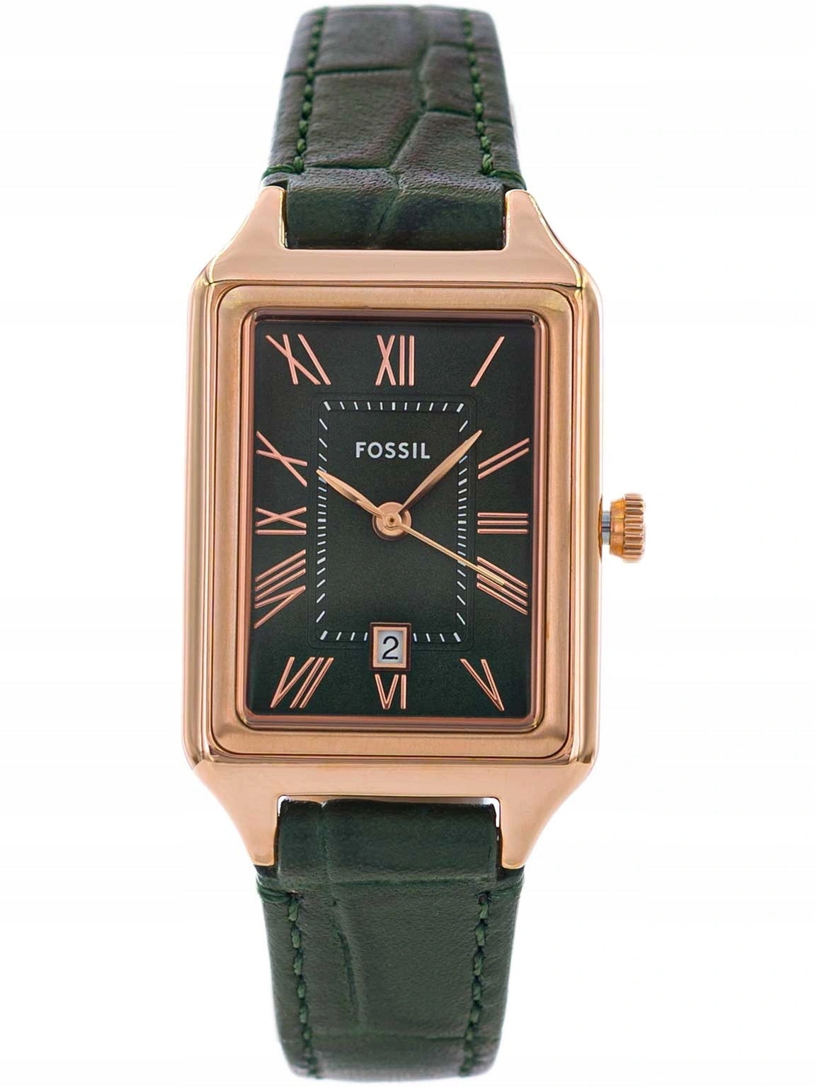 WOMEN'S WATCH FOSSIL ES5367 RAQUEL GREEN ON STRAP ELEGANT DATE Packaging status original