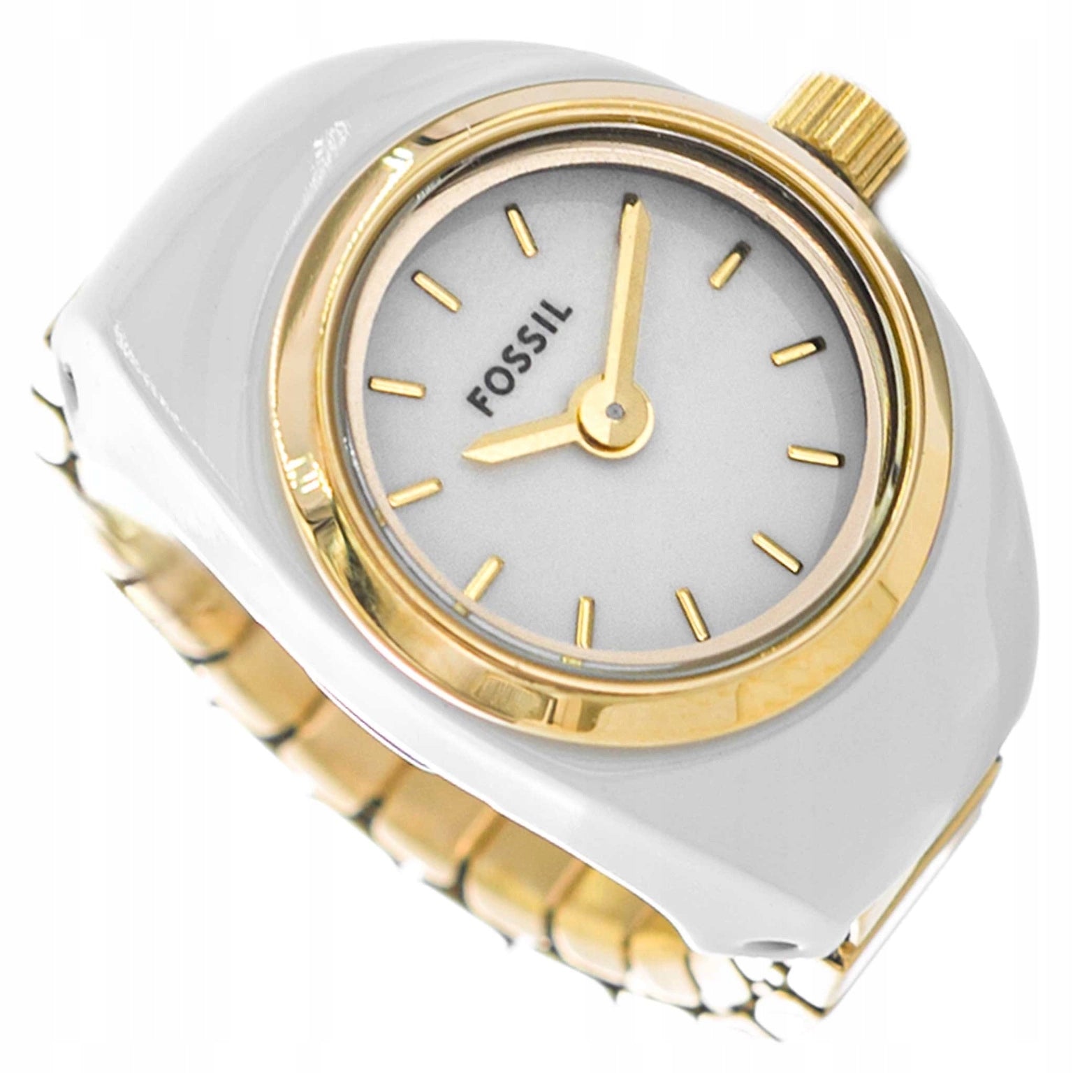 WOMEN'S WATCH FOSSIL ES5412 WATCH RING ELEGANT WHITE AND GOLD