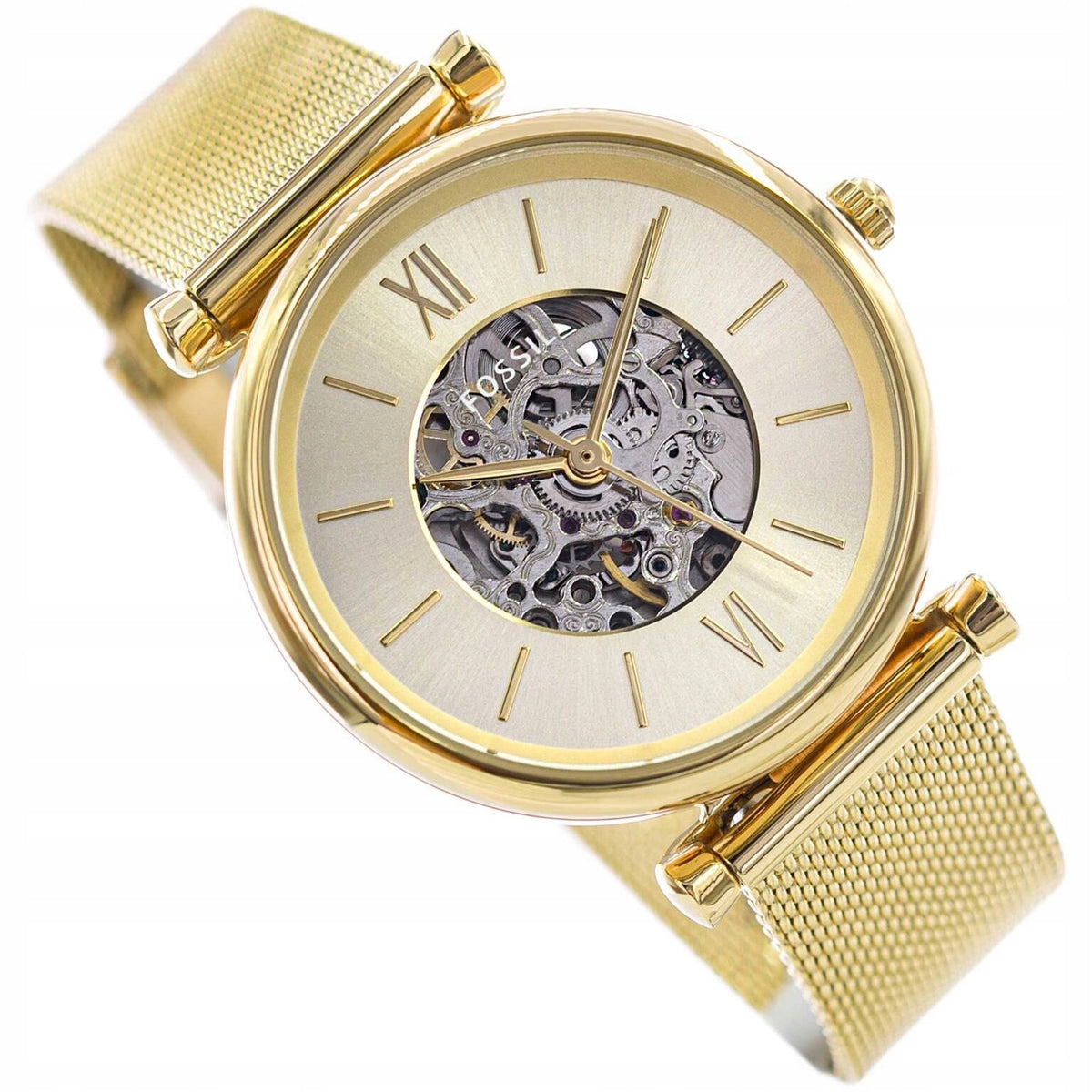 WOMEN'S WATCH FOSSIL ME3250 CARLIE AUTOMATIC GOLD ELEGANT OPEN HEART