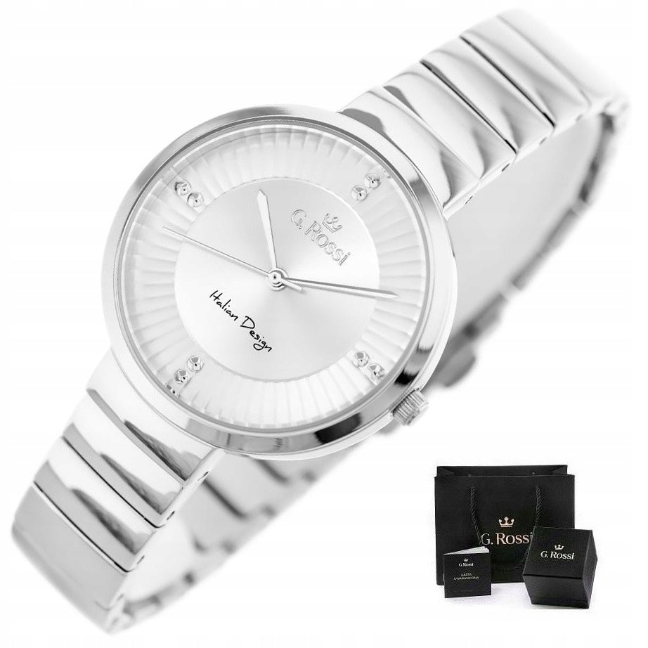 WOMEN'S WATCH G. ROSSI DAFNE on bracelet mesh rhinestones +ENGRAVING +BOX