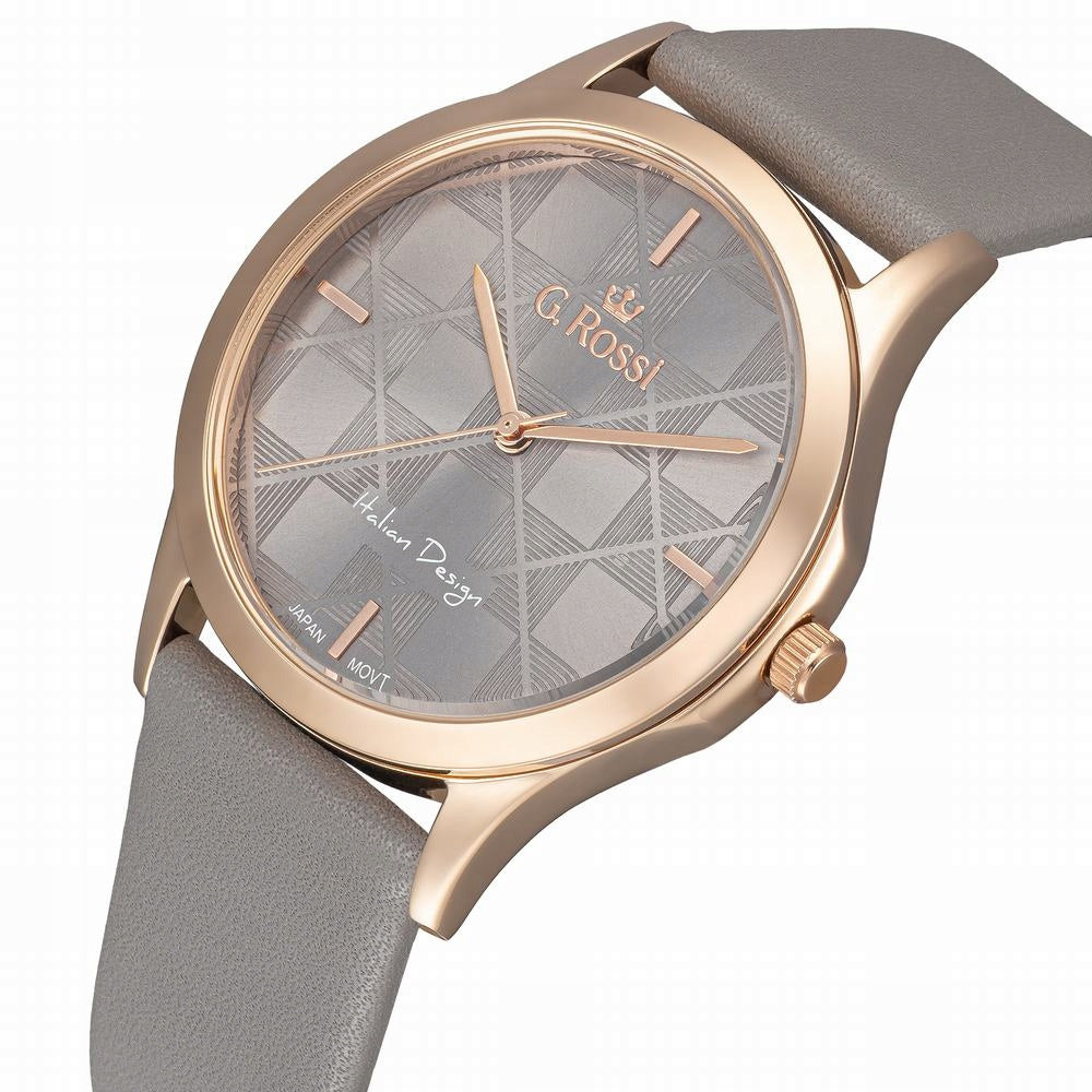 WOMEN'S WATCH G. ROSSI G.R10513A-1B3 Grey leather strap For wife + BOX