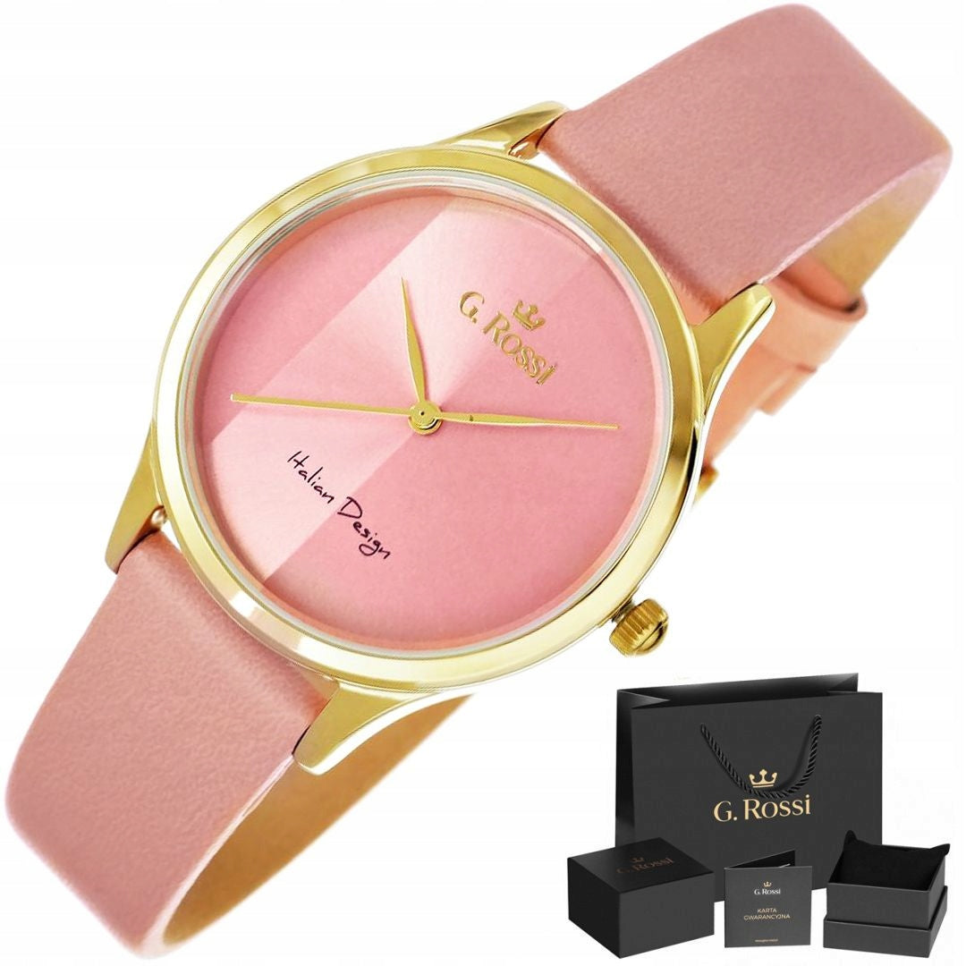 WOMEN'S WATCH G. ROSSI LEATHER STRAP PINK ELEGANT FOR HER