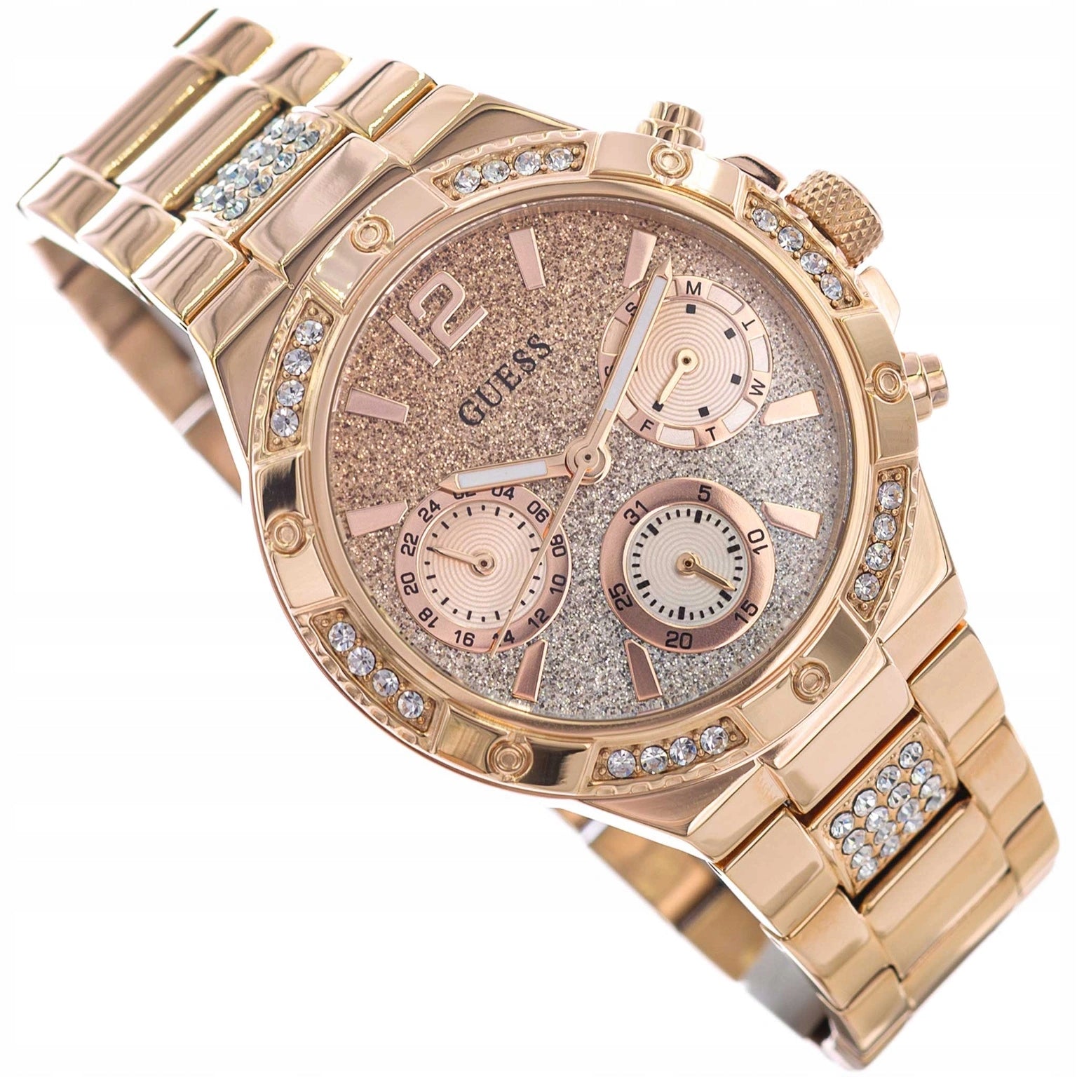 WOMEN'S WATCH GUESS GW0950L4 HARLOW PINK-GOLD GLAMOUR RHINESTONES
