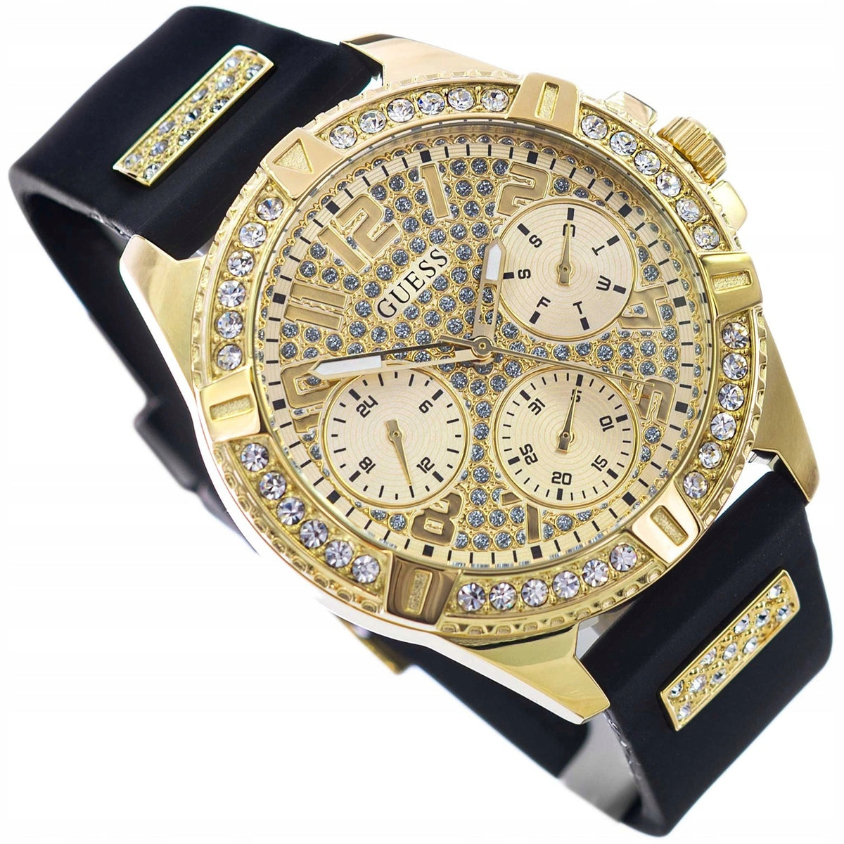 WOMEN'S WATCH GUESS W1160L1 FRONTIER BLACK ON STRAP WITH ZIRCONS
