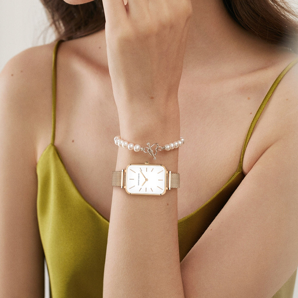 WOMEN'S WATCH HANNAH MARTIN ELEGANT ON BRACELET MESH ROSE GOLD WHITE EAN (GTIN) 5905080028041