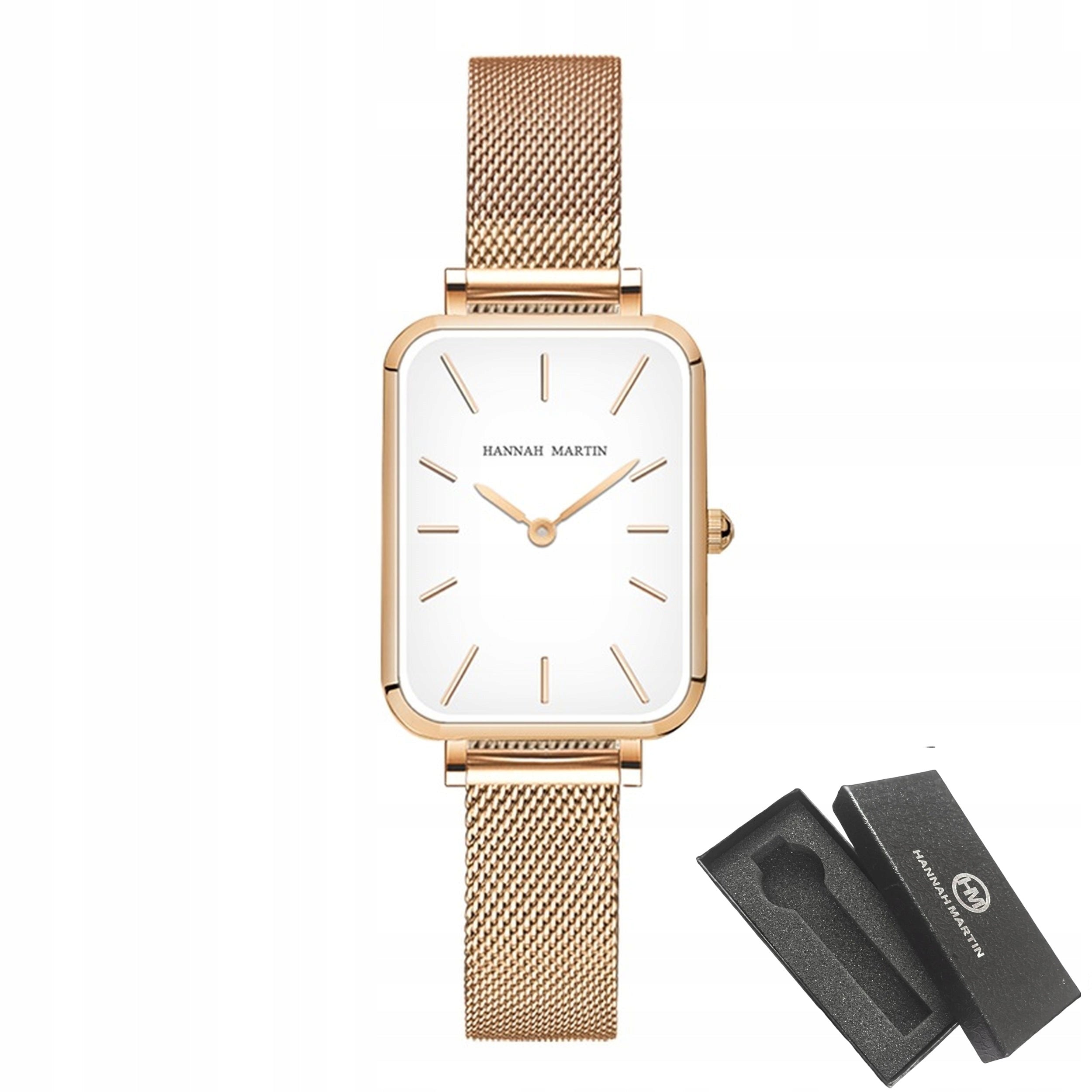WOMEN'S WATCH HANNAH MARTIN ELEGANT ON BRACELET MESH ROSE GOLD WHITE