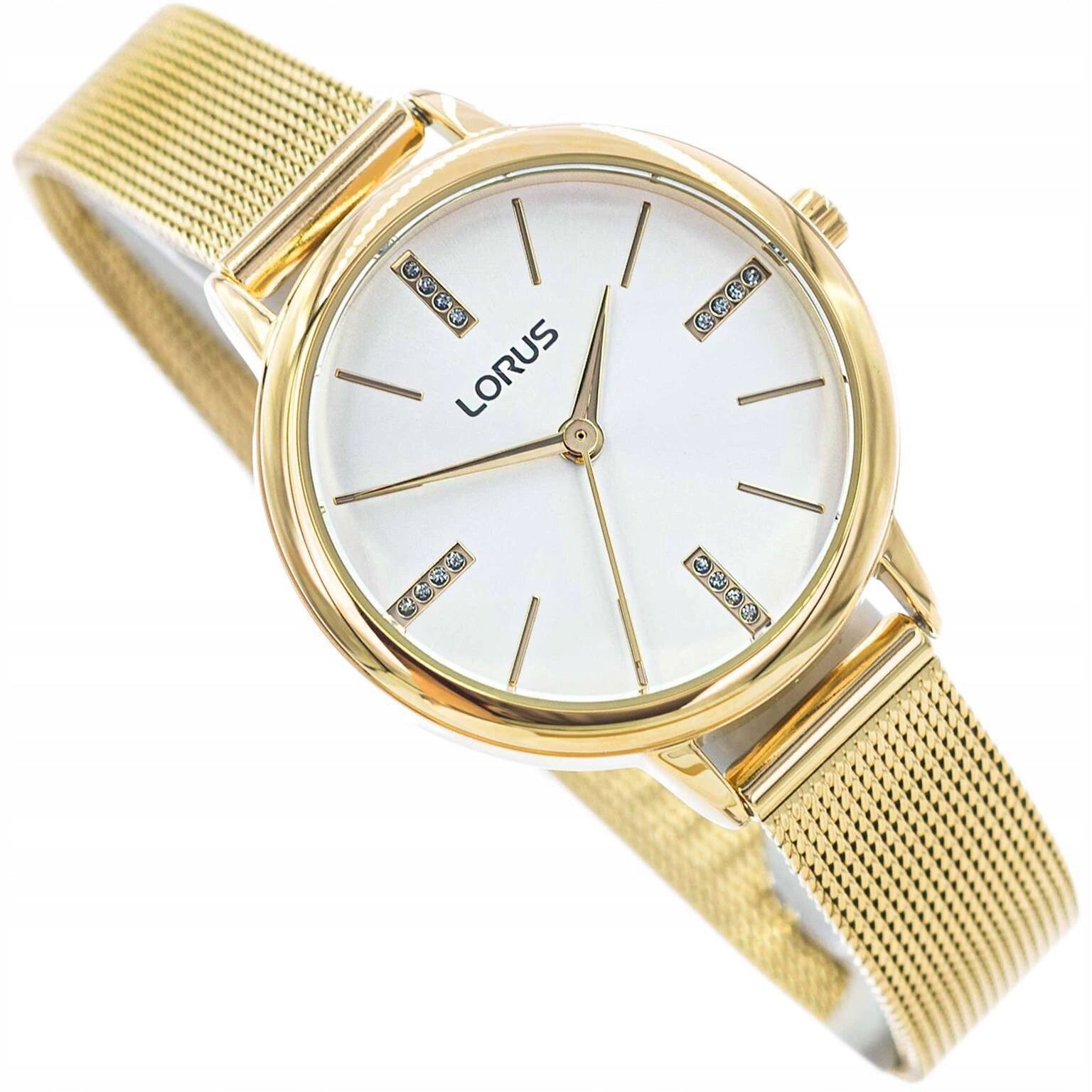 WOMEN'S WATCH LORUS RG214QX5 ON MESH BRACELET WITH ZIRCONS GOLD