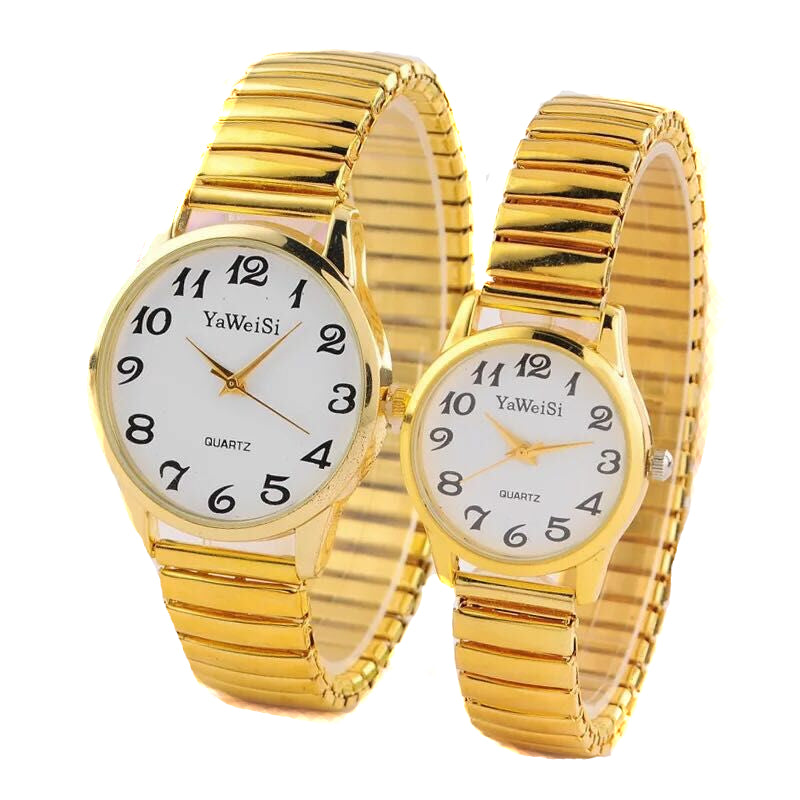 WOMEN'S WATCH MEN'S COMFORTABLE ELASTIC BAND BRACELET GOLD Senior Brand no brand