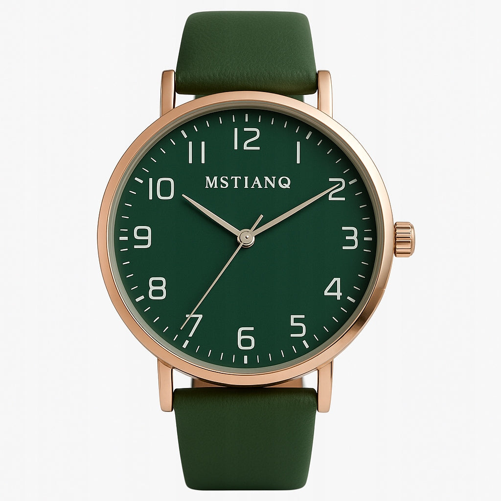 WOMEN'S WATCH MSTIANQ Green Strap Gold case Stylish Gift