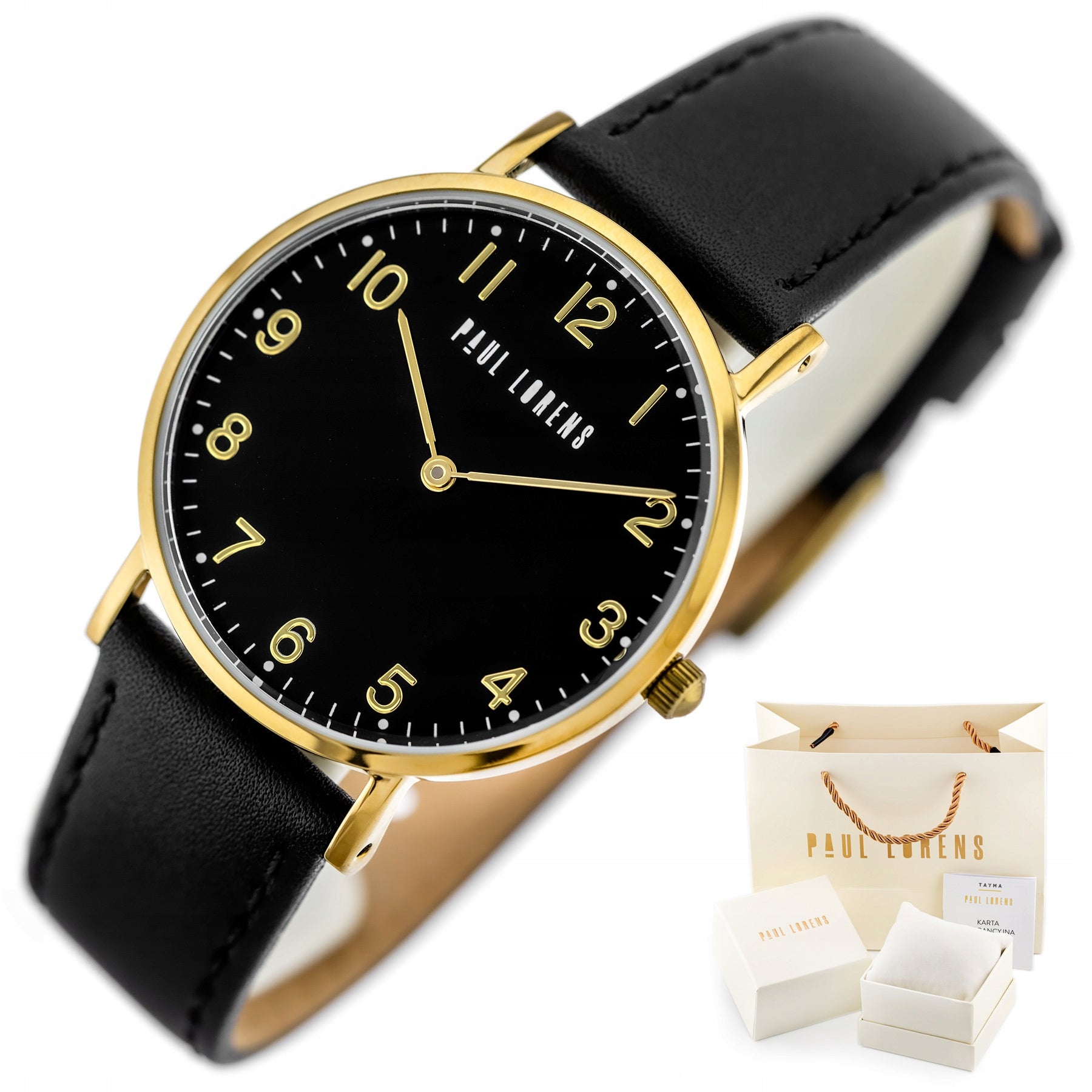WOMEN'S WATCH PAUL LORENS CLARA digits leather +BOX +ENGRAVING