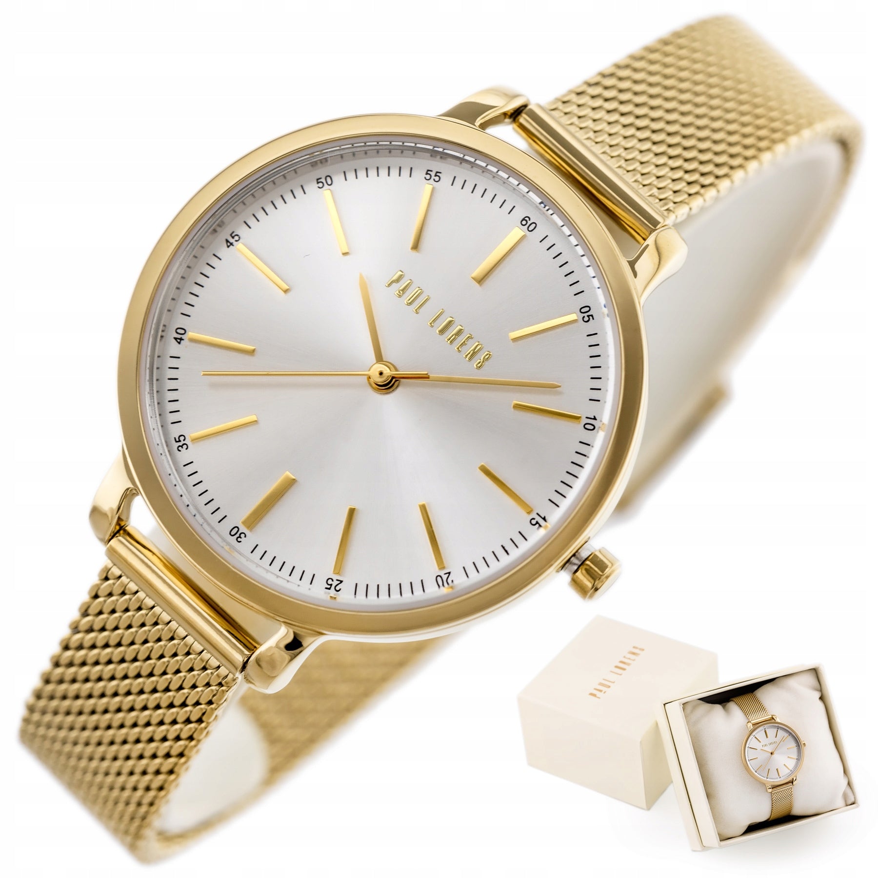 WOMEN'S WATCH PAUL LORENS NILDA gold mesh bracelet + BOX + ENGRAVING