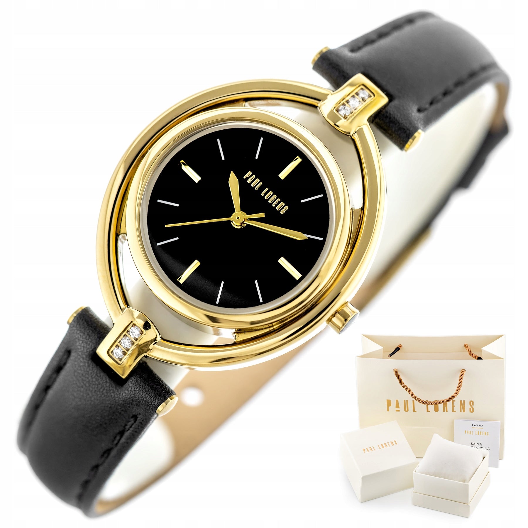 WOMEN'S WATCH PAUL LORENS PL13628A leather strap+ BOX +ENGRAVING