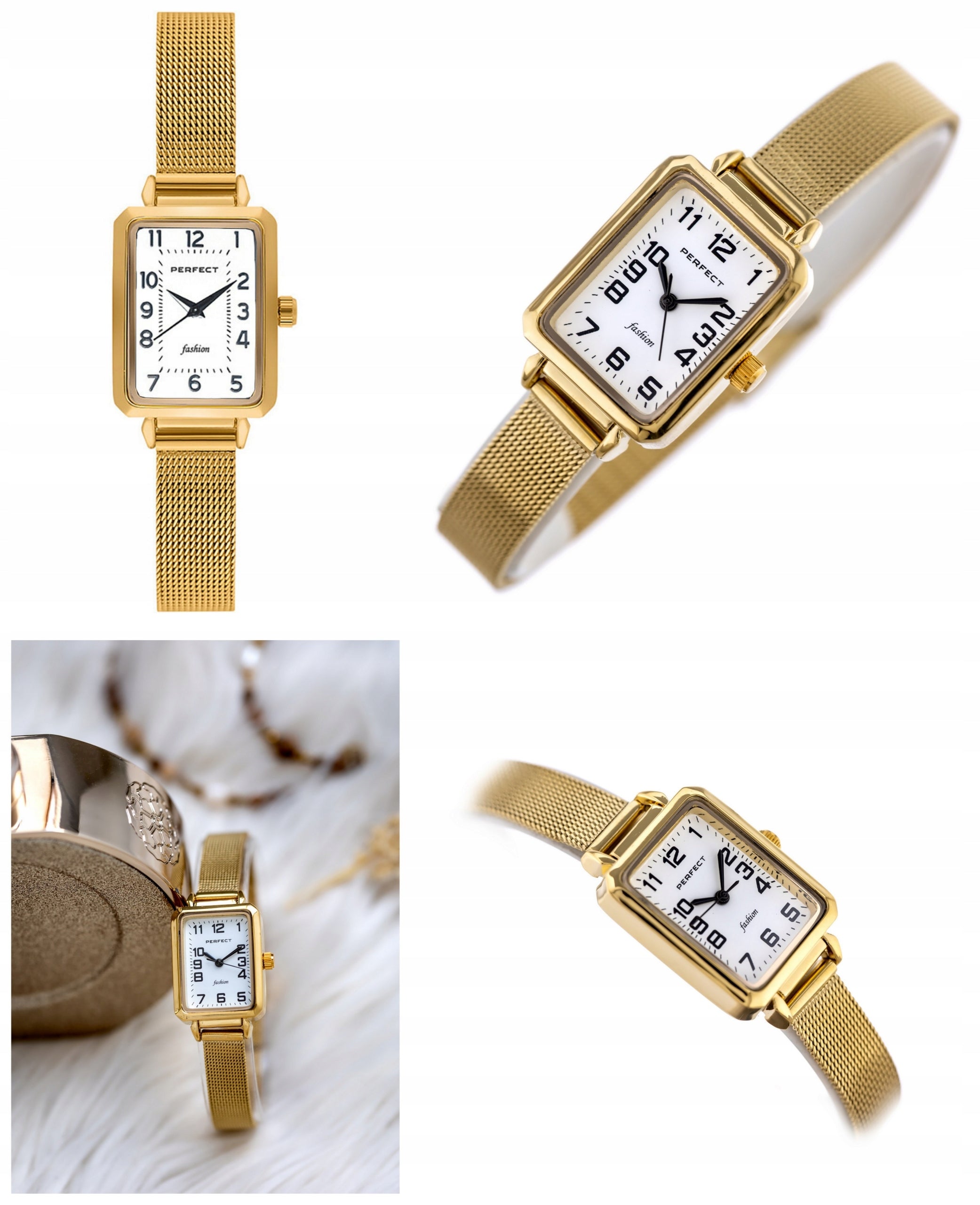 WOMEN'S WATCH PERFECT AURELIA GOLD NUMBERS +BOX +ENGRAVING Brand Perfect