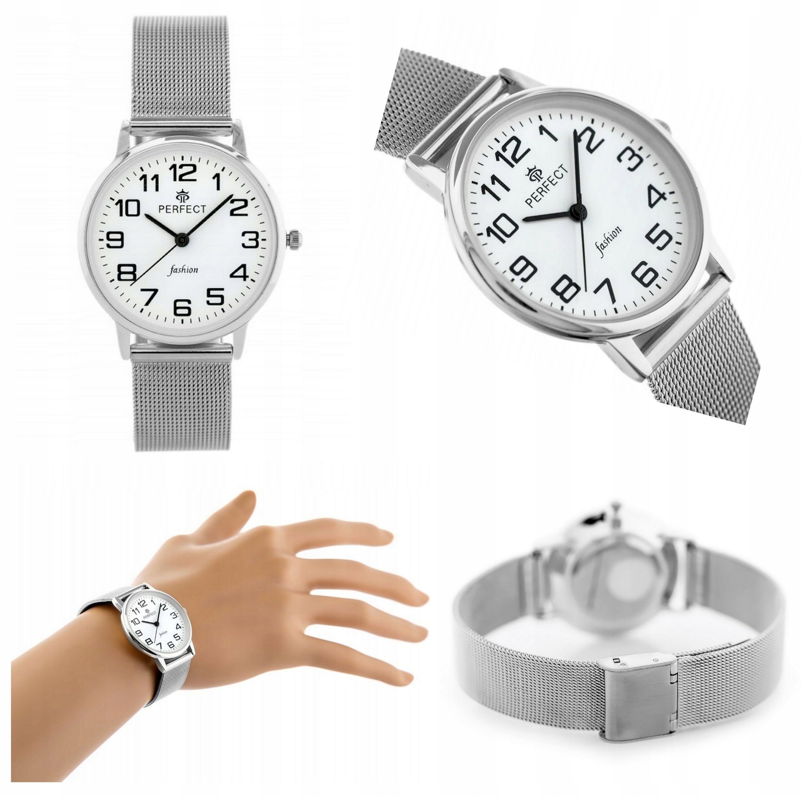 WOMEN'S WATCH PERFECT MORGANA +BOX + ENGRAVING classic numbers silver Batteries included yes