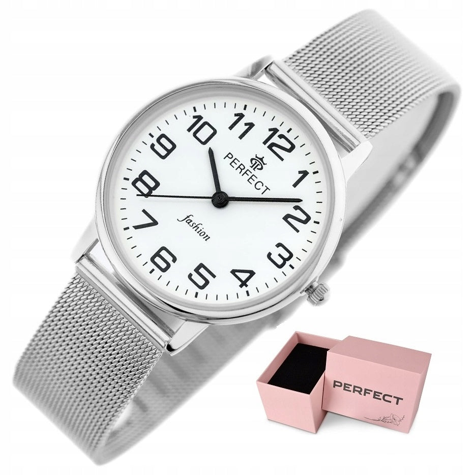WOMEN'S WATCH PERFECT MORGANA +BOX + ENGRAVING classic numbers silver