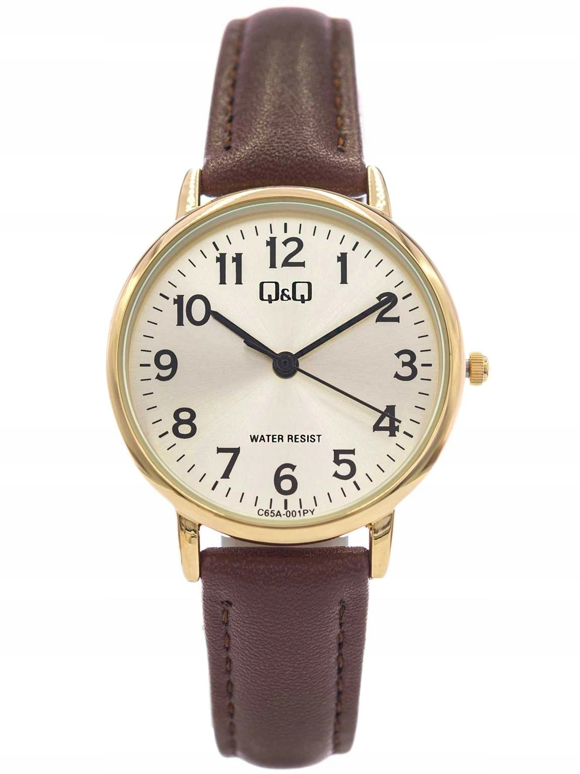 WOMEN'S WATCH QQ C65A-001PY CLASSIC ON STRAP BROWN ELEGANT READABLE Brand Q&Q