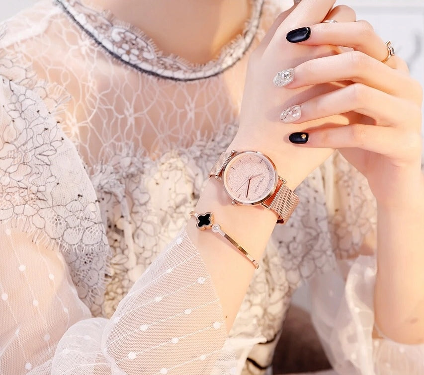 WOMEN'S WATCH ROSE GOLD ON BRACELET MESH HANNAH MARTIN ELEGANT BEAUTIFUL EAN (GTIN) 5905080028843