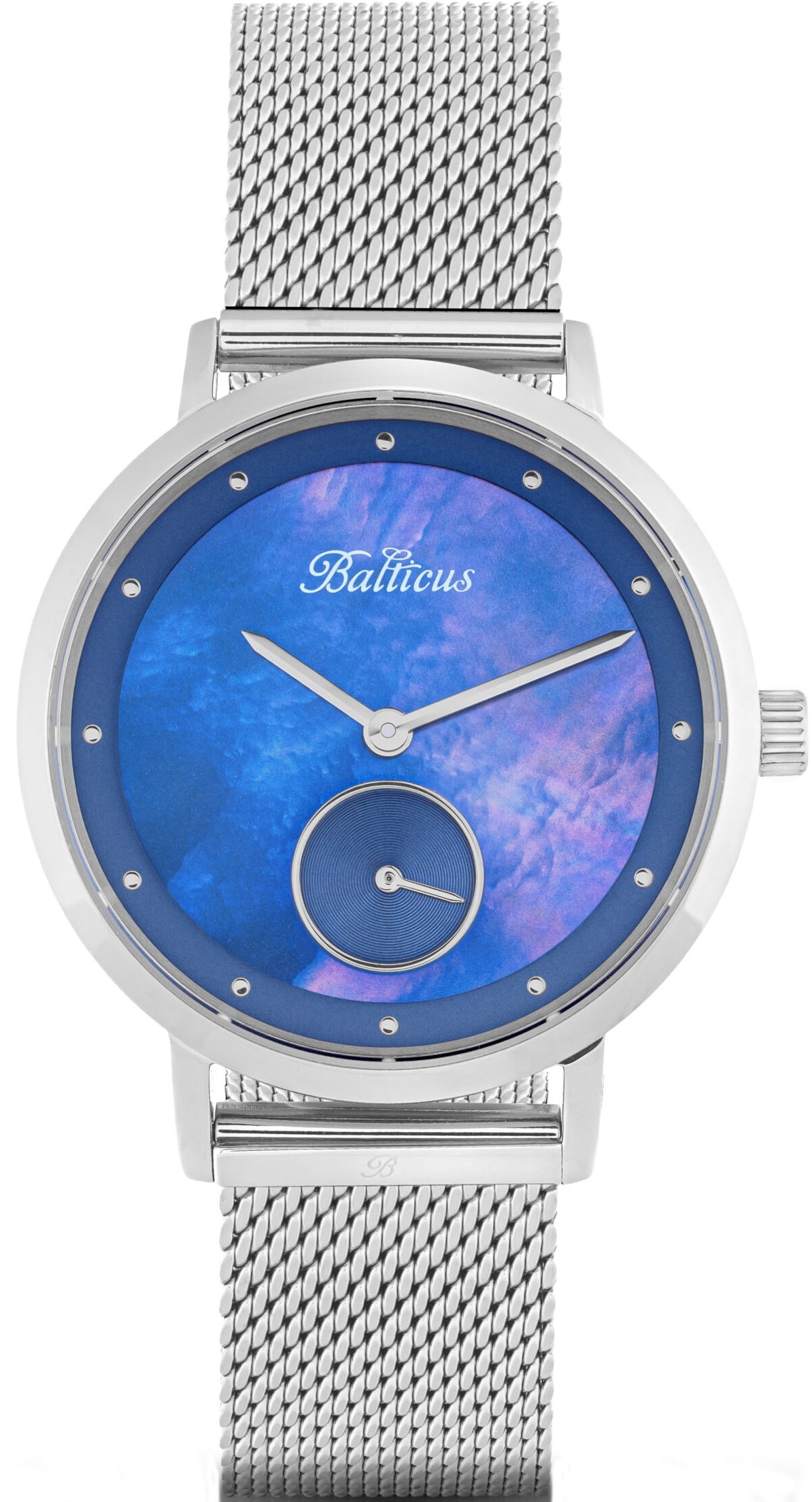 WOMEN'S WATCH SKY SILVER DARK BLUE PEARL BALTICUS BLT-BALNSSNBL + STRAP Brand Balticus