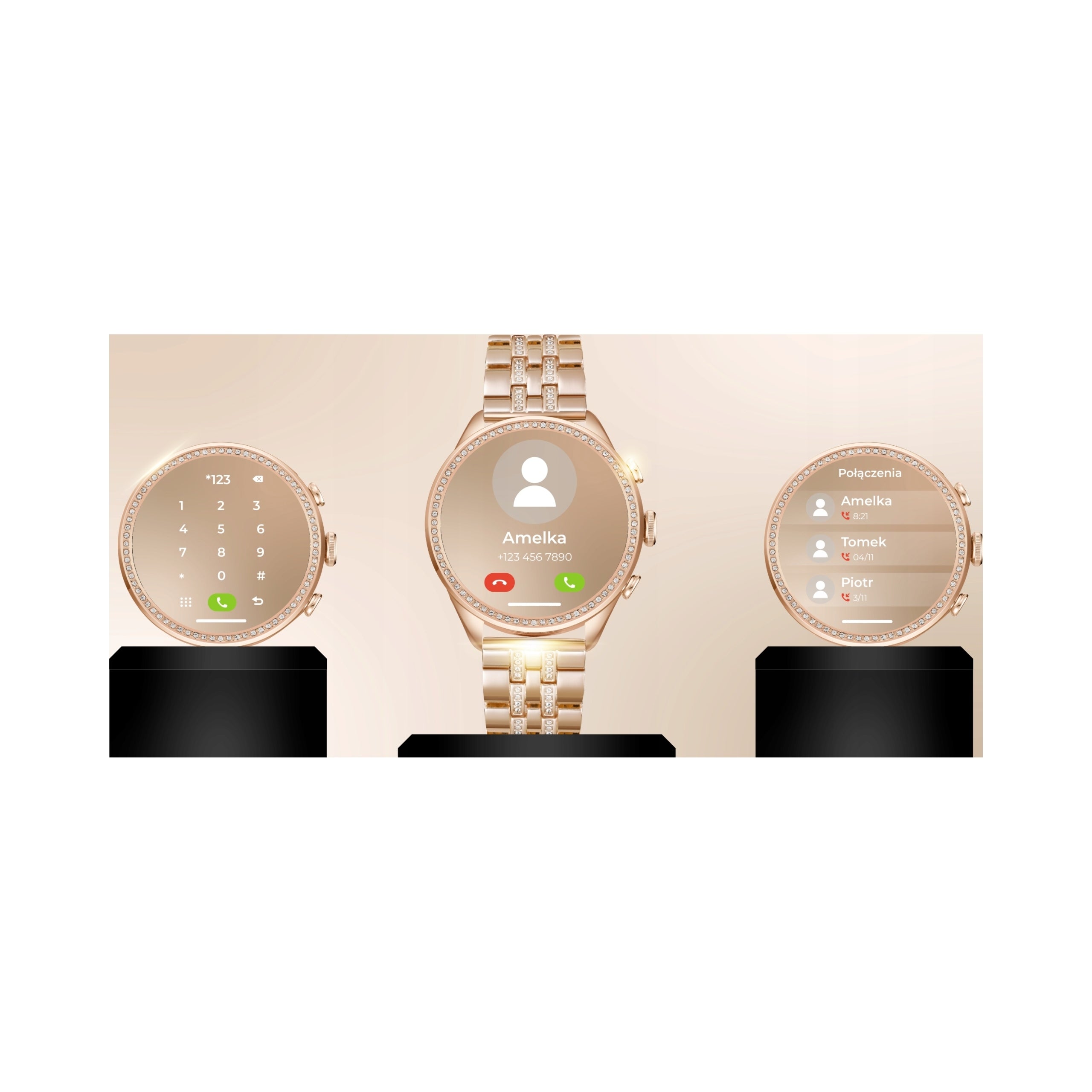 WOMEN'S WATCH SMARTWATCH GOLD FOR GIRL NOTIFICATION SPORT TALK Manufacturer code 220826012