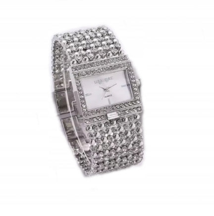 WOMEN'S WATCH WITH BRACELET 20 CM SILVER ELEGANT THICK 1263