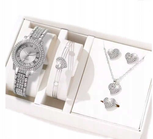 WOMEN'S WATCH WITH BRACELET + JEWELRY INCLUDED SILVER 1231