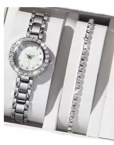 WOMEN'S WATCH WITH BRACELET SILVER SET 1198