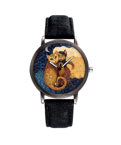 WOMEN'S WATCH WITH STRAP VINTAGE CAT CATS 1681
