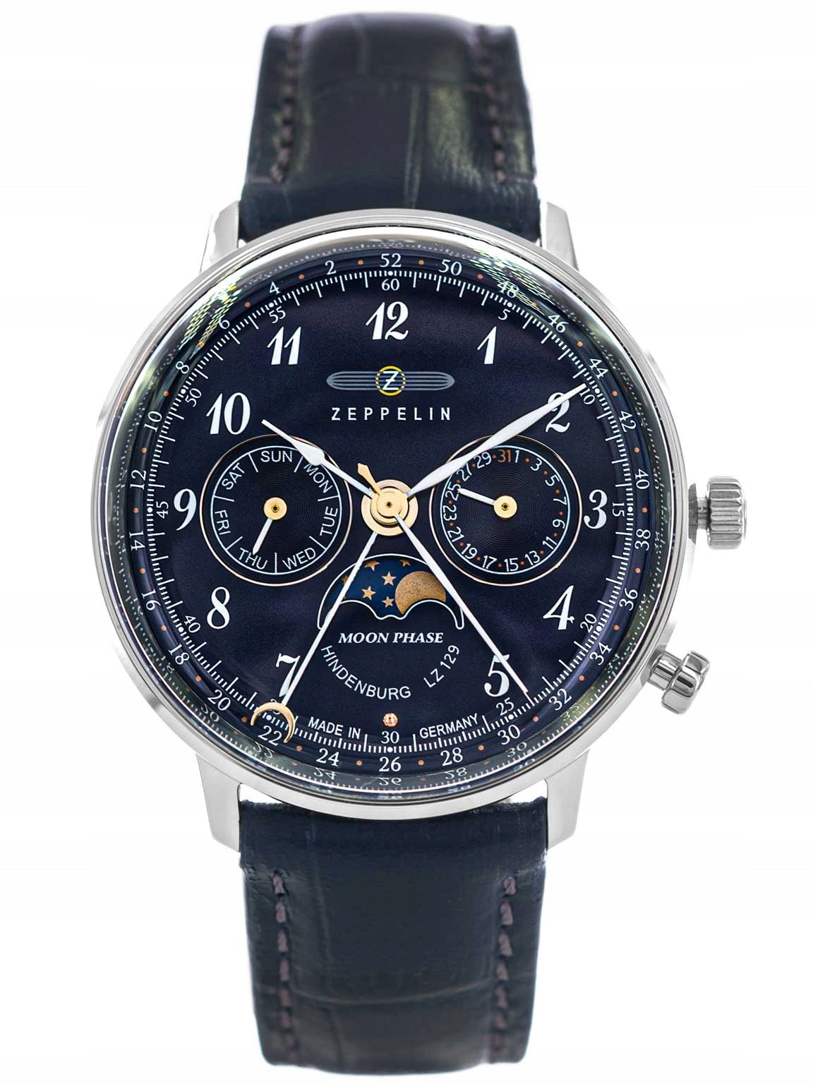 WOMEN'S WATCH ZEPPELIN 7037-3 LZ129 HINDENBURG NAVY BLUE ON THE DATE BAR Packaging status original