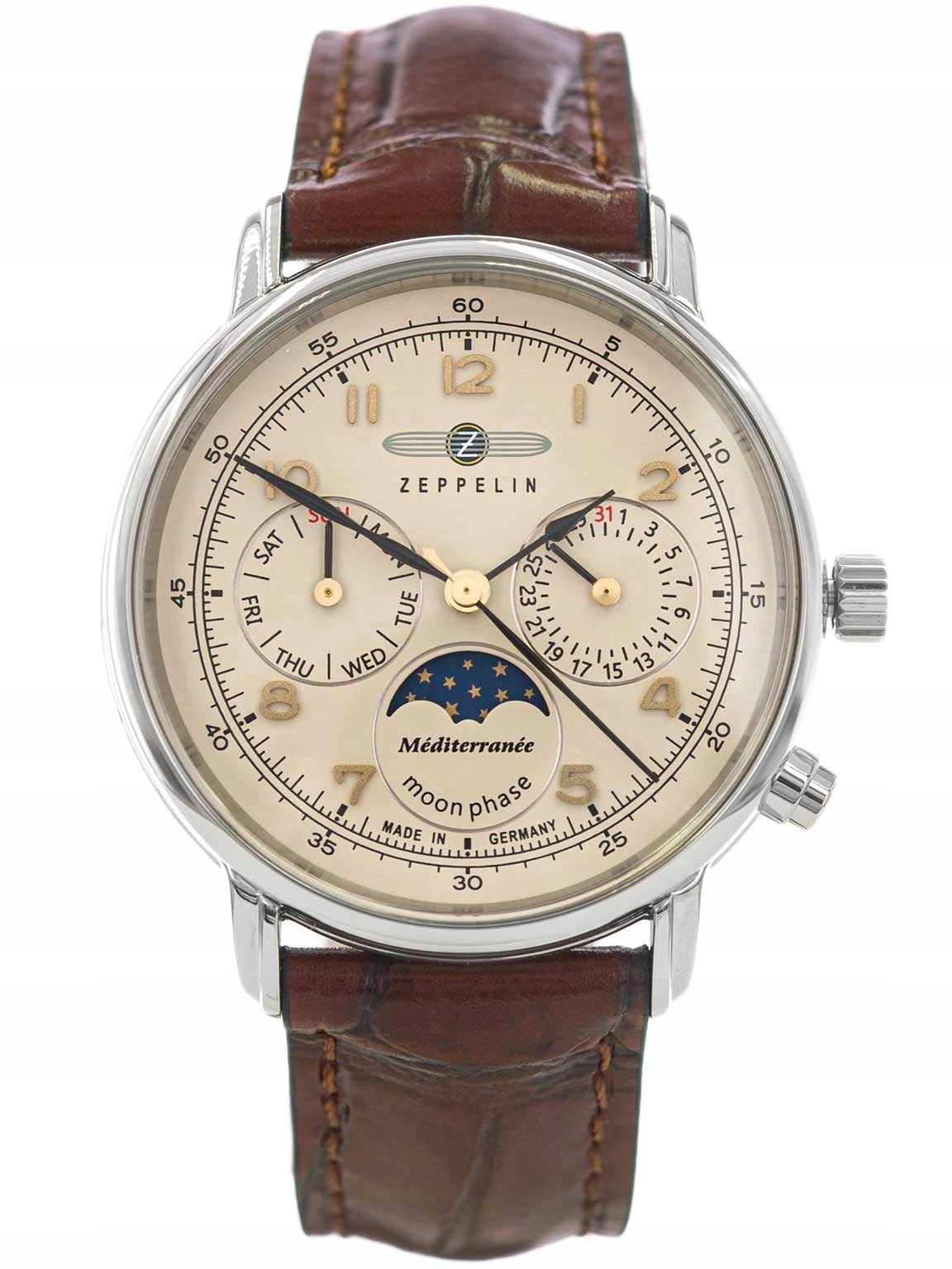 WOMEN'S WATCH ZEPPELIN 9637-5 MEDITERRANEE BROWN ON THE DATE BAR Packaging status original