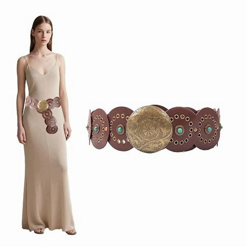 WOMEN'S WESTERN STRAP BOHO BROWN WIDE FOR WOMEN'S DRESSES FOR PARTY