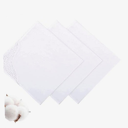 WOMEN'S WIPES COTTON WHITE LACE SET OF 3 PIECES FOR HOME