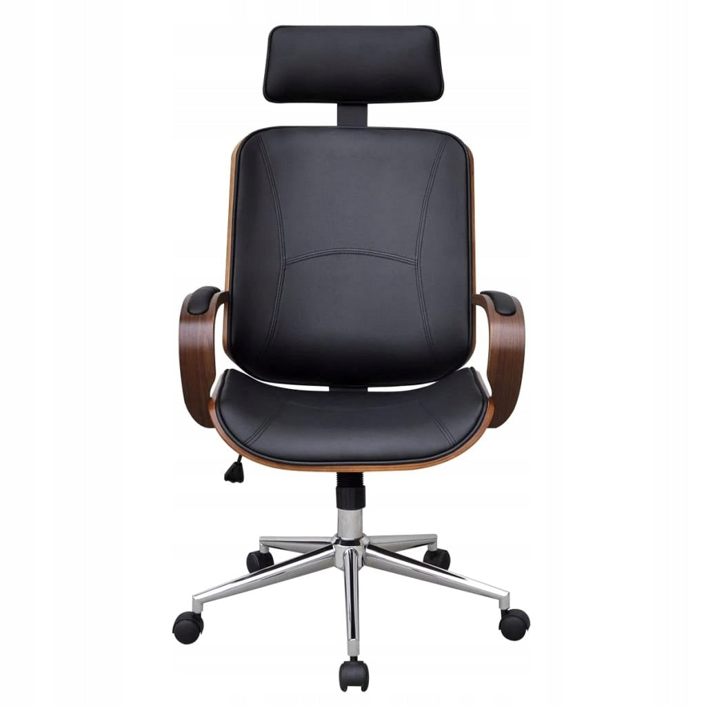 WOOD AND FAUX LEATHER SWIVEL OFFICE CHAIR Packaging status original