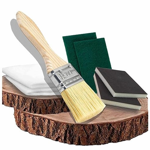 WOOD CARE SET 7 PARTS BRUSH SPONGE CLOTH COTTON