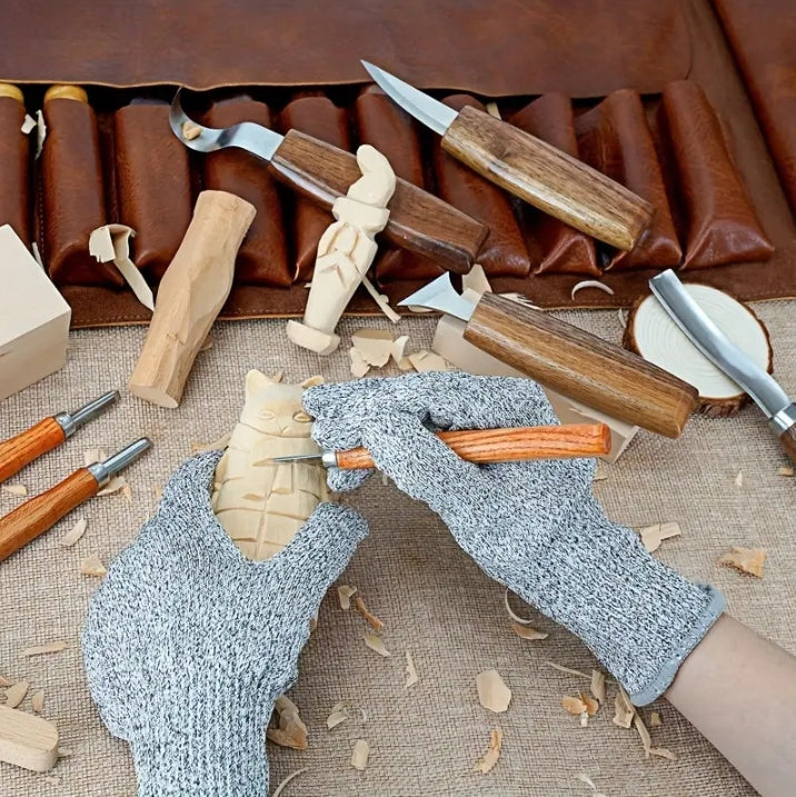 WOOD CARVING KNIVES WOODCARVING SET WOODCARVING CHISELS CARPENTRY CASE 16 EL. Packaging status original