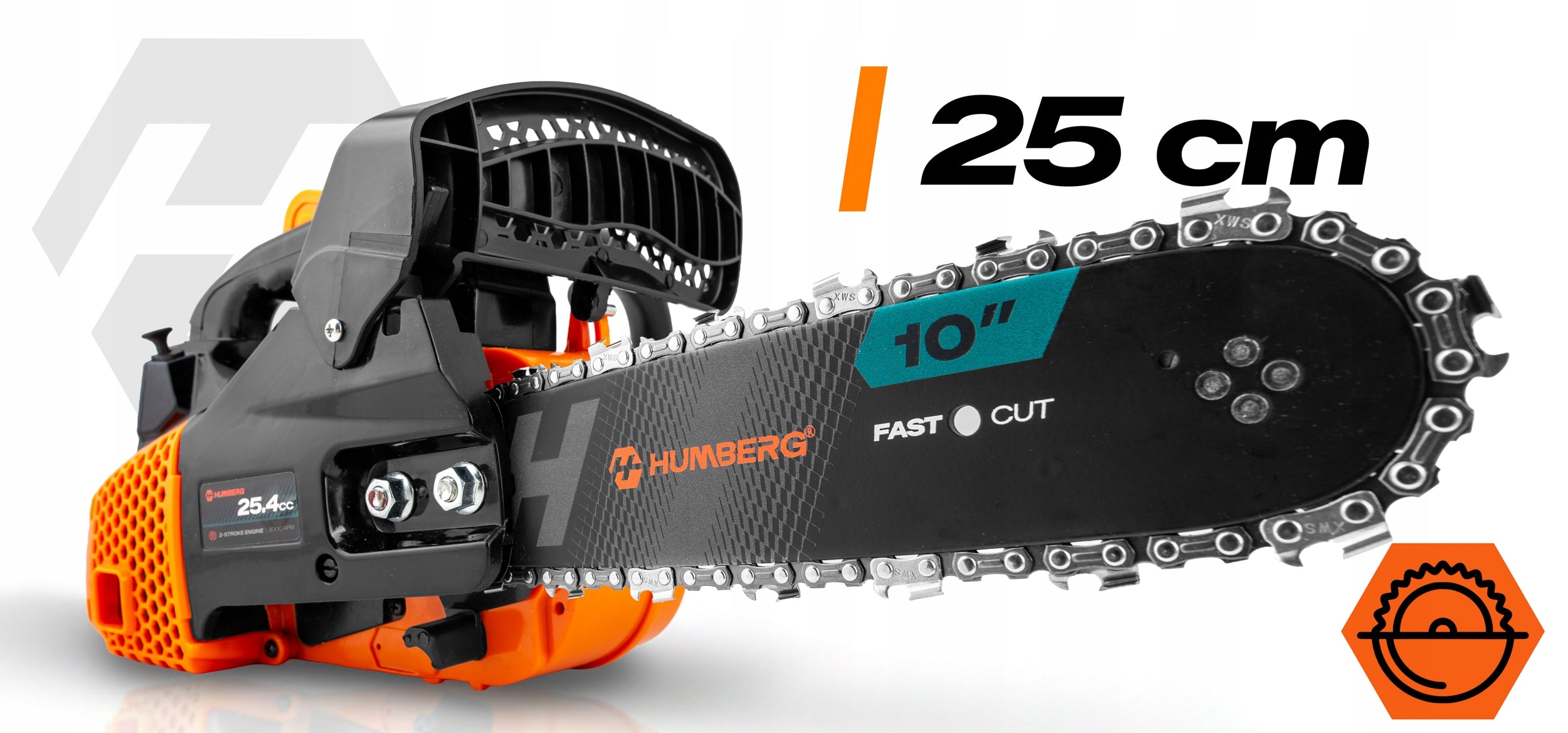 WOOD CHAINSAW 10" + 2 GUIDES + 2x CHAIN + OIL Brand HUMBERG