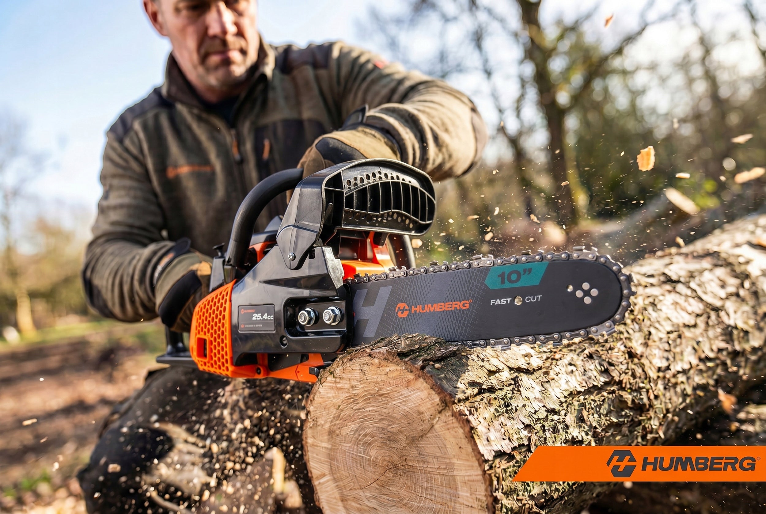 WOOD CHAINSAW 10" + 2 GUIDES + 2x CHAIN + OIL Power supply combustion