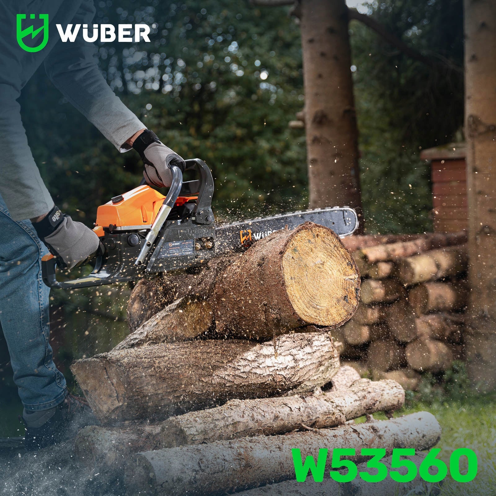 WOOD CHAINSAW 5,7KM +2 LEADS + OIL +2x CHAIN. Guide manufacturer Wuber