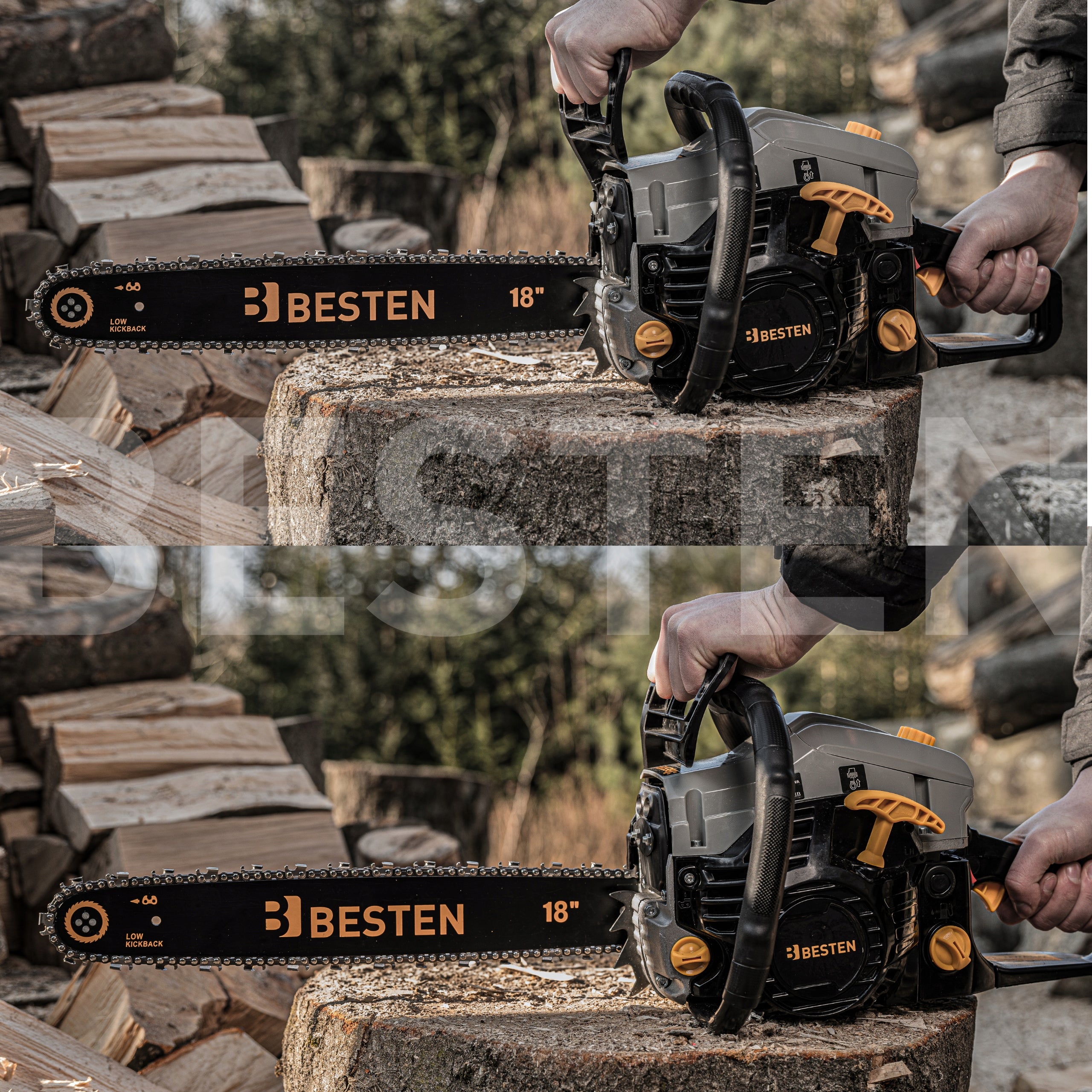 WOOD CHAINSAW 58CC 2xCHAIN 2xCHAIN OIL Manufacturer code BE0002865