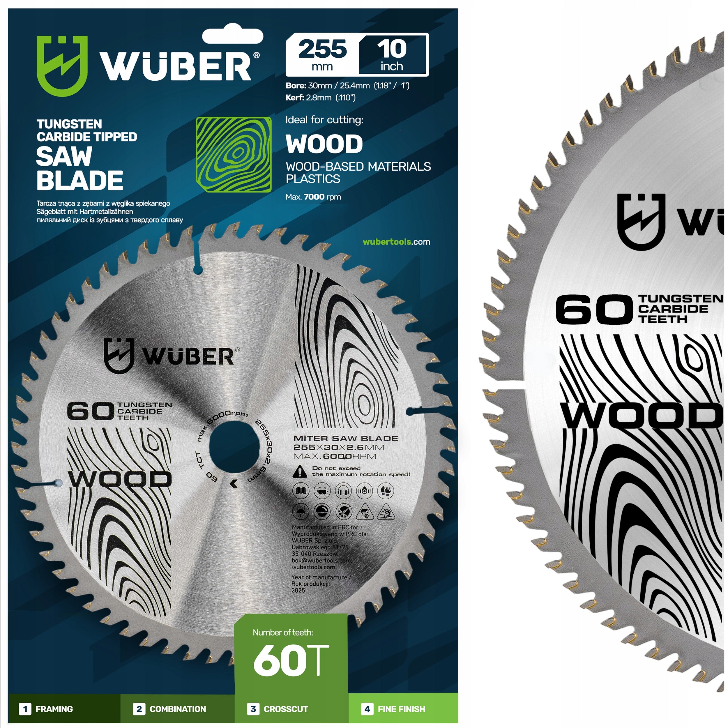 WOOD CIRCULAR SAW CARBIDE SINTERED TUNGSTEN 255x30mm 60T