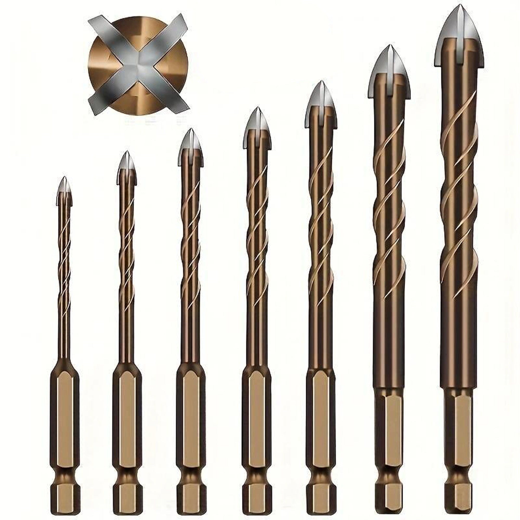 WOOD CONCRETE METAL DRILL BITS HEX CARBIDE DRILL BIT SET 3-12MM 7 PCS Manufacturer code KOMPLET WIERTEŁ DO GRESU DREWNA BETONU