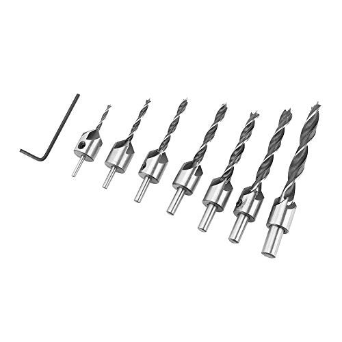 WOOD DRILL BIT CHAMFERING 5 GROOVES SET OF 7 PIECES CARBON STEEL Brand no brand