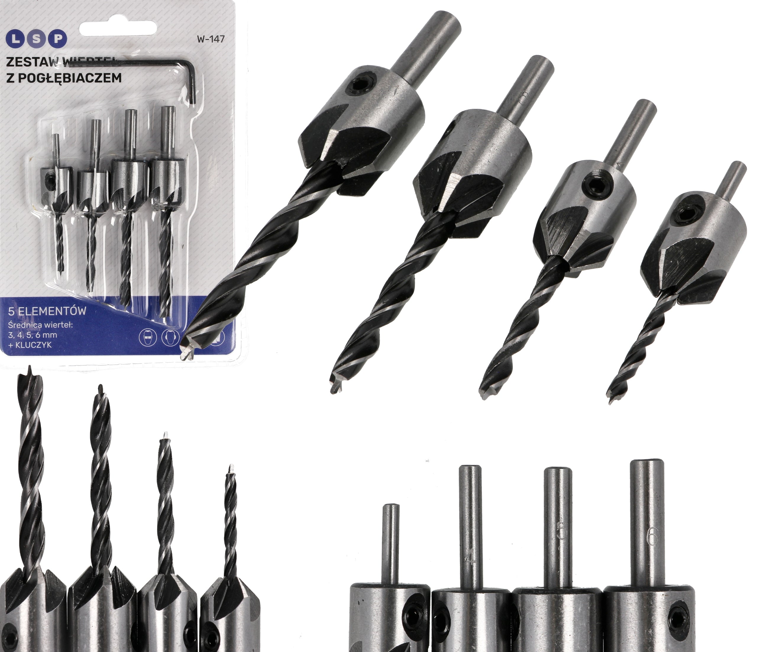 WOOD DRILL WITH DREDGE DRILL BIT SET WITH CHAMFERER Packaging status original